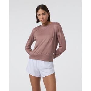 Vuori Women’s Long Sleeve Halo Crew Sedona Brown Heather Earth Tone L